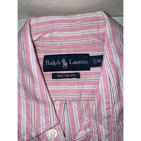 Polo Ralph Lauren Long Sleeve Custom Fit Button-Down Pink Striped Shirt NWT M - Picture 2 of 12